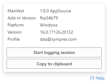 Signature 365 help panel with Start logging session button