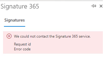 Signature 365 add-in error message when used with an on-premise Exchange mailbox