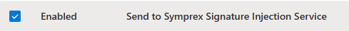 Send to Symprex Signature Injection Service rule selected in Exchange admin center