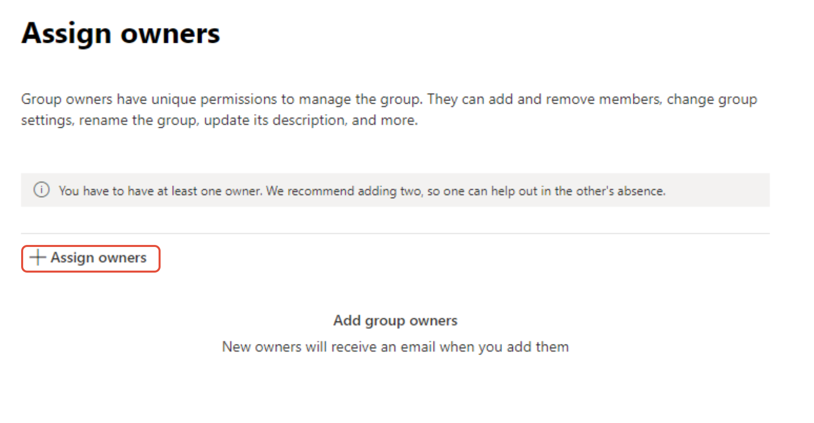 Group owner assignment step