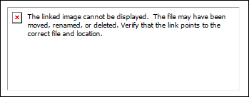 Email client showing red X placeholder for a blocked hotlinked image