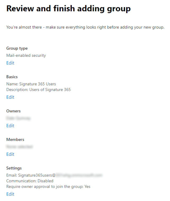 Review and create group summary page