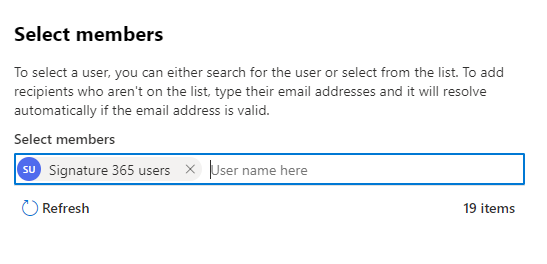Selecting the security group from the list