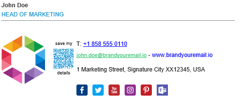 Outlook email showing the correct signature applied for the primary email account