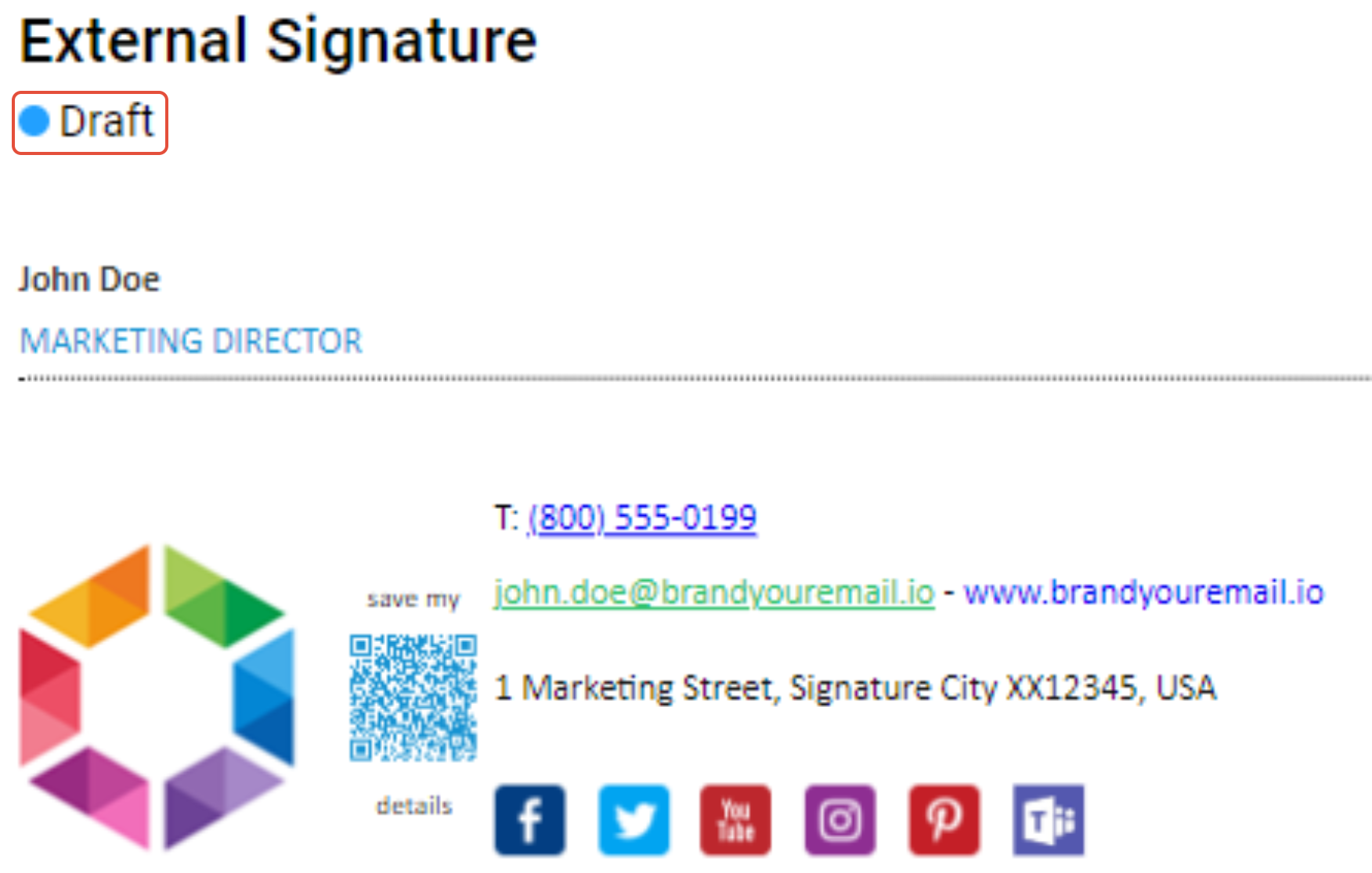 Signature 365 template list showing draft status indicator on a template