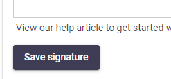 Signature 365 template editor before revisions showing the save and publish options